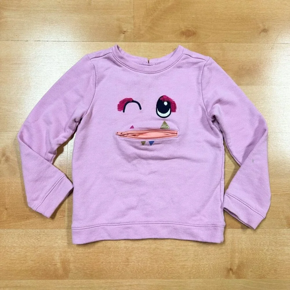 Gymboree Toddler Girls Pink Monster Crewneck Sweatshirt Size 5T